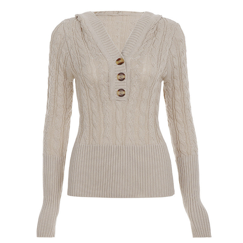 Damen Feinstrick-Pullover mit Zopfstrick, V‑Kragen mit Knopfleiste und breitem Rippbund Echo Archiv
