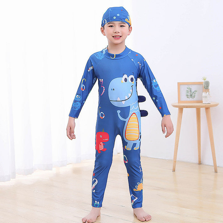 Jungen UV-Schutz Schwimmanzug mit langen Ärmeln und süßem Dinosaurier-Motiv Echo Archiv