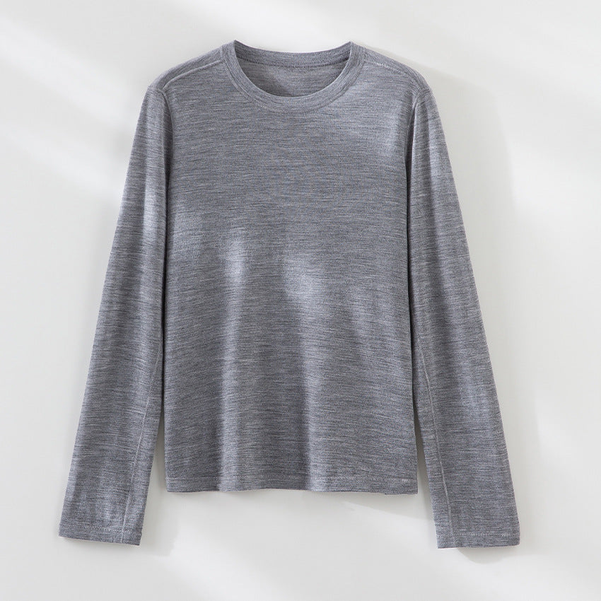 Damen Feines Langarm-Feinstrickshirt mit Rundhalsausschnitt und gerader Silhouette Echoarchiv
