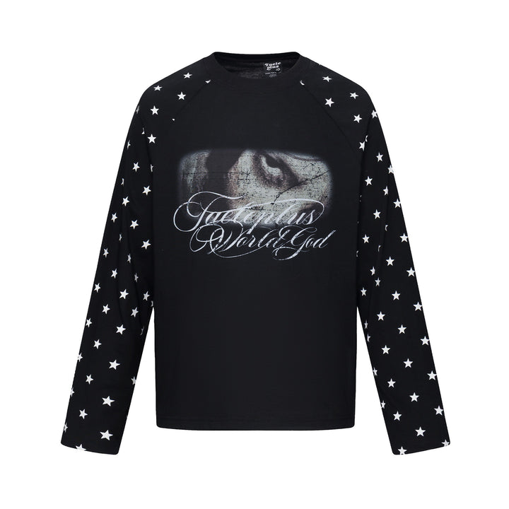 Unisex Langärmliges Sweatshirt mit Raglanärmeln, Stern-Printärmeln und Vintage-Grafik Echoarchiv