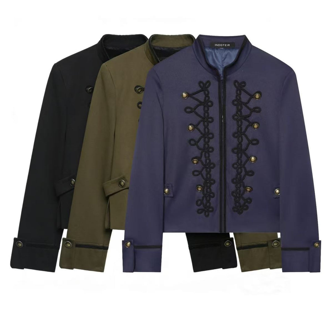 Damen Cropped-Militärjacke mit Stehkragen und dekorativer Kordelapplikation Echo Archiv