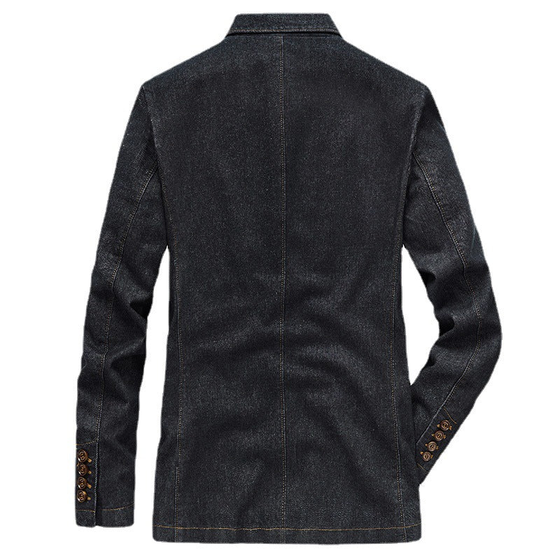 Herren Jeansblazer im smart-casual Stil mit Reverskragen und aufgesetzten Taschen – Tianoro