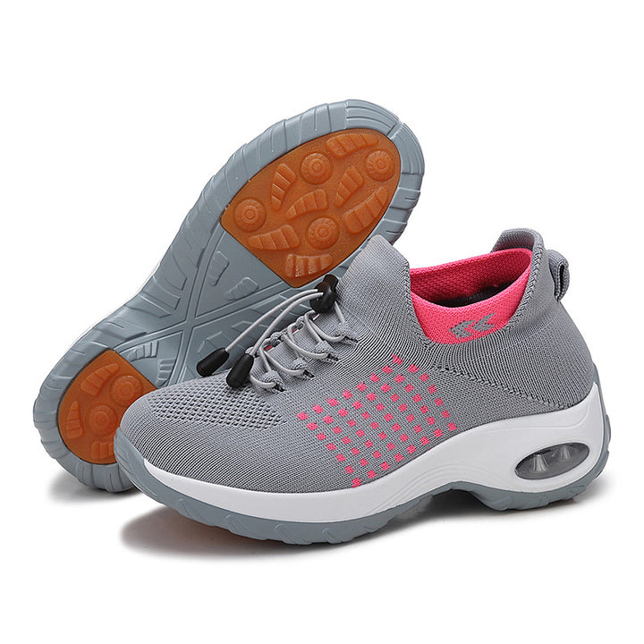 Damen nan atmungsaktive gestrickte Plateausneaker mit Luftkissenfederung und elastischem Schaft Echo Archiv