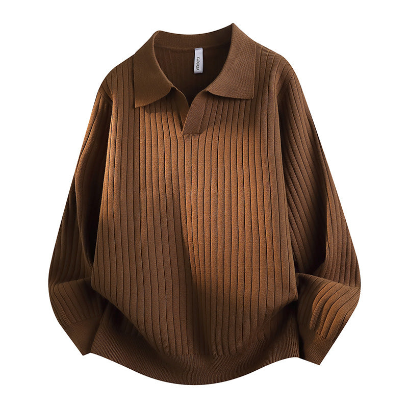 Damen Eleganter Grobstrickpullover mit Kragen – Mavelle