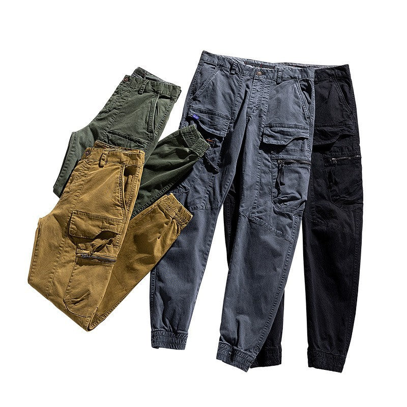 Herren Multifunktionale Cargo-Jogginghose im Tactical-Canvas-Stil mit Knie‑Paneelen, Reißverschluss‑ und Klappentaschen Echo Archiv