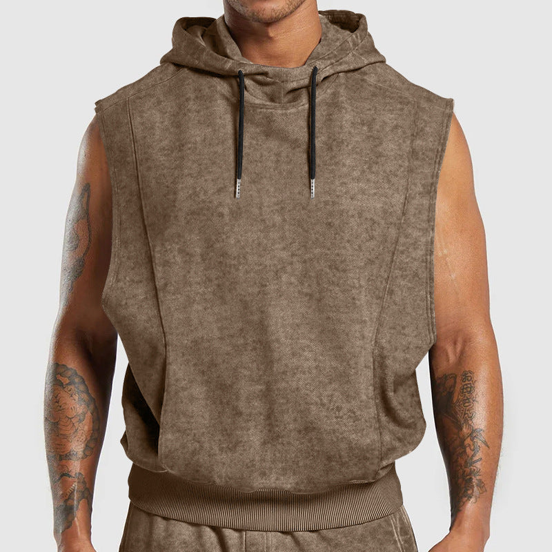 Herren ärmelloses Kapuzenshirt aus weichem Sweatstoff Echoarchiv