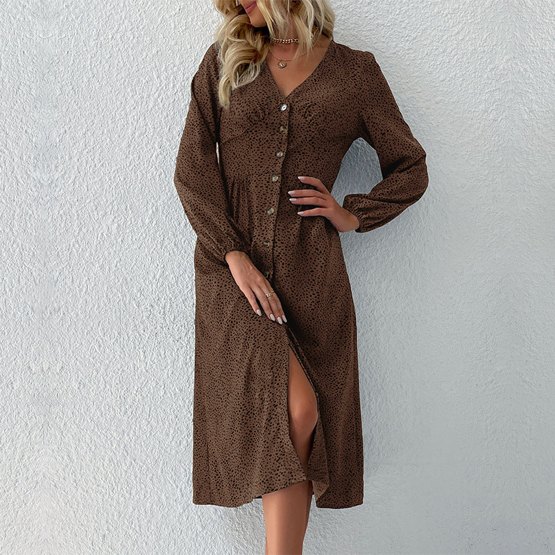 Damen Elegantes Knielanges Kleid mit Knopfverschluss Echo Archiv