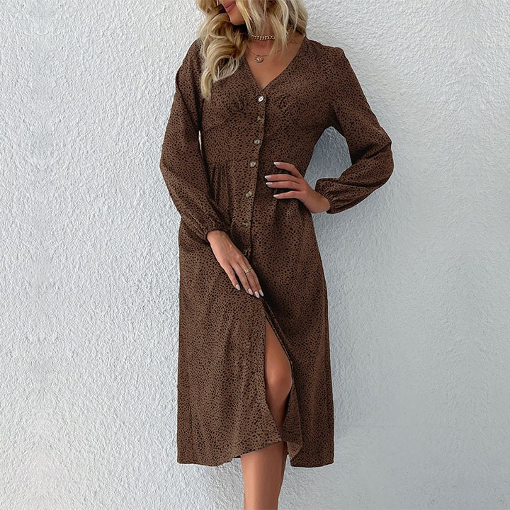 Damen Elegantes Knielanges Kleid mit Knopfverschluss Echo Archiv