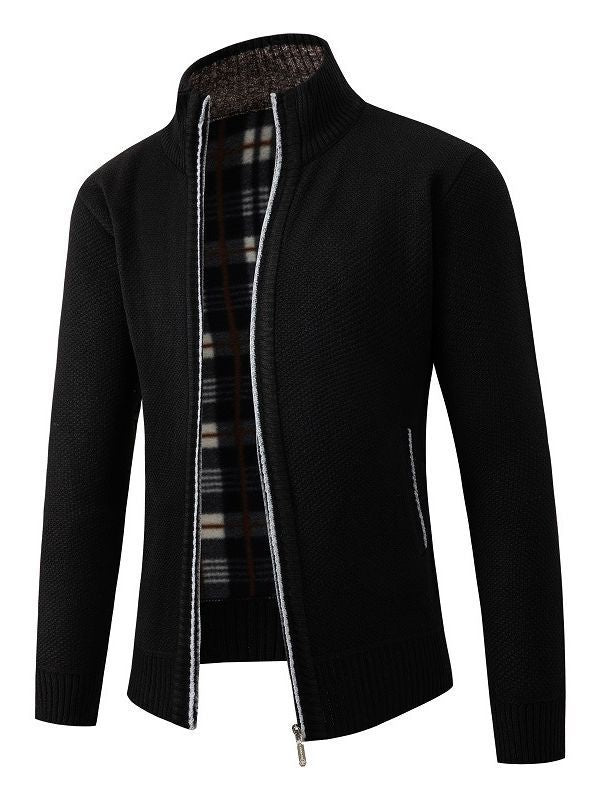 Herren modische Strickjacke mit innovativer Struktur und warmem Futter Echoarchiv