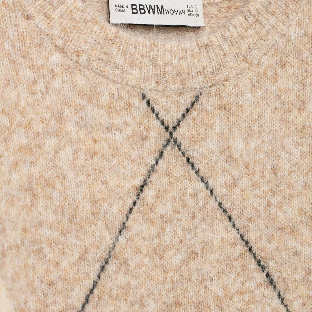 Damen Argyle-Pullover aus Wollmix mit weichem Flor und kastiger Cropped-Silhouette Echoarchiv