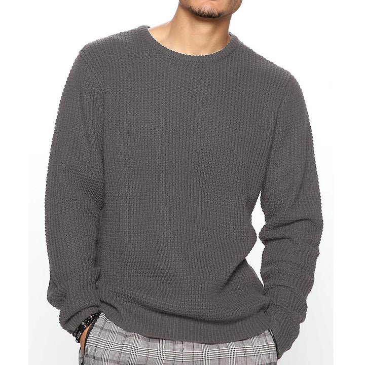 Herren Grobgestrickter Rundhals-Pullover mit Körbchenmuster und Relaxed-Fit Echo Archiv