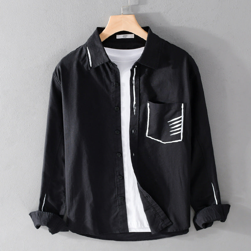 Herren Leichtes Baumwoll-Overshirt mit Kontrastnaht und aufgesetzter Brusttasche Echoarchiv
