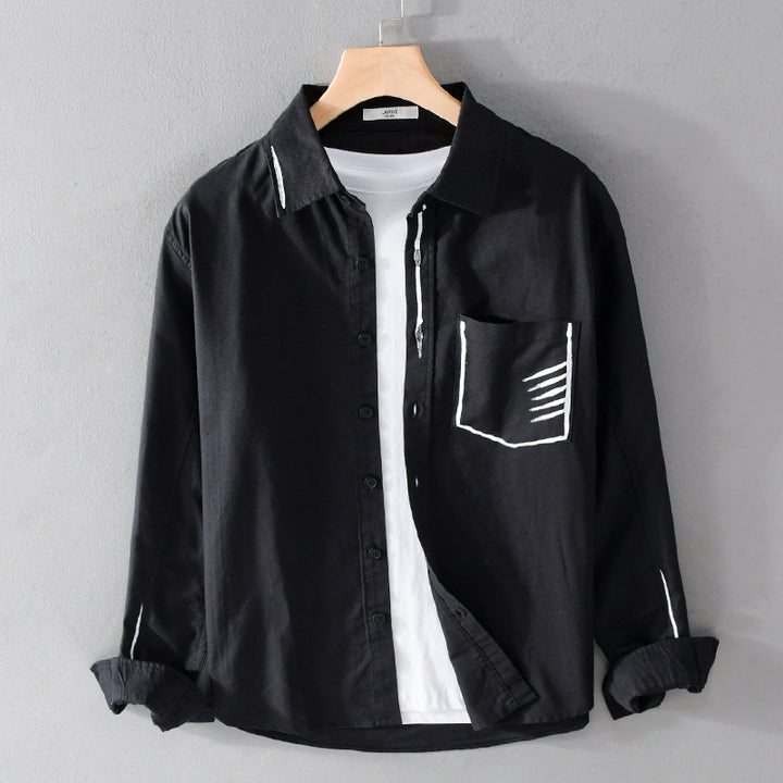 Herren Leichtes Baumwoll-Overshirt mit Kontrastnaht und aufgesetzter Brusttasche Echoarchiv