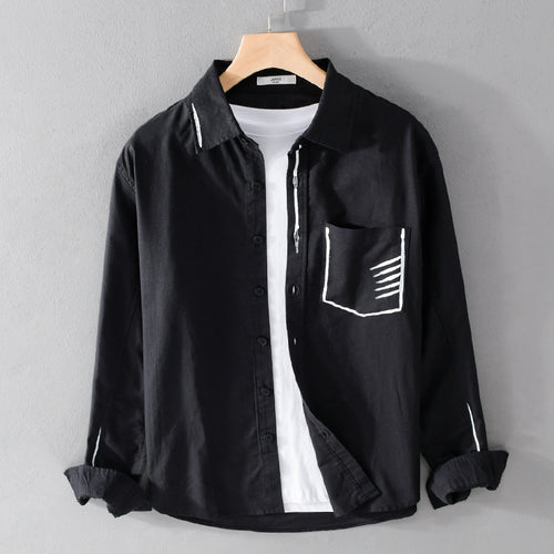 Herren Leichtes Baumwoll-Overshirt mit Kontrastnaht und aufgesetzter Brusttasche Echoarchiv