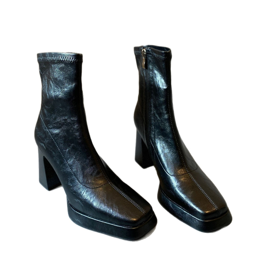 Damen Knöchelhohe Stiefelette mit geteilter Vorderblattform, weichem Nappaleder und sculpted Blockabsatz Echo Archiv