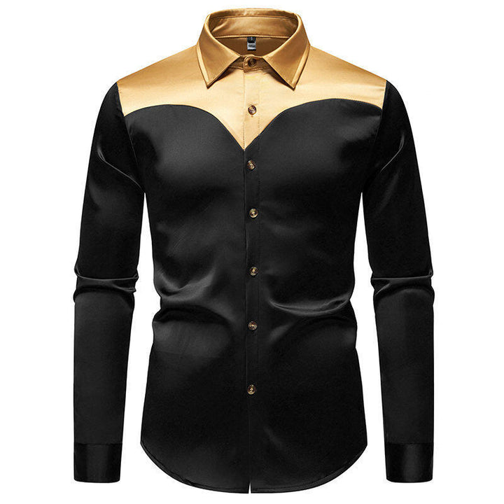 Herren elegante Hemd mit kontrastierendem Kragen und Knopfleiste Echoarchiv