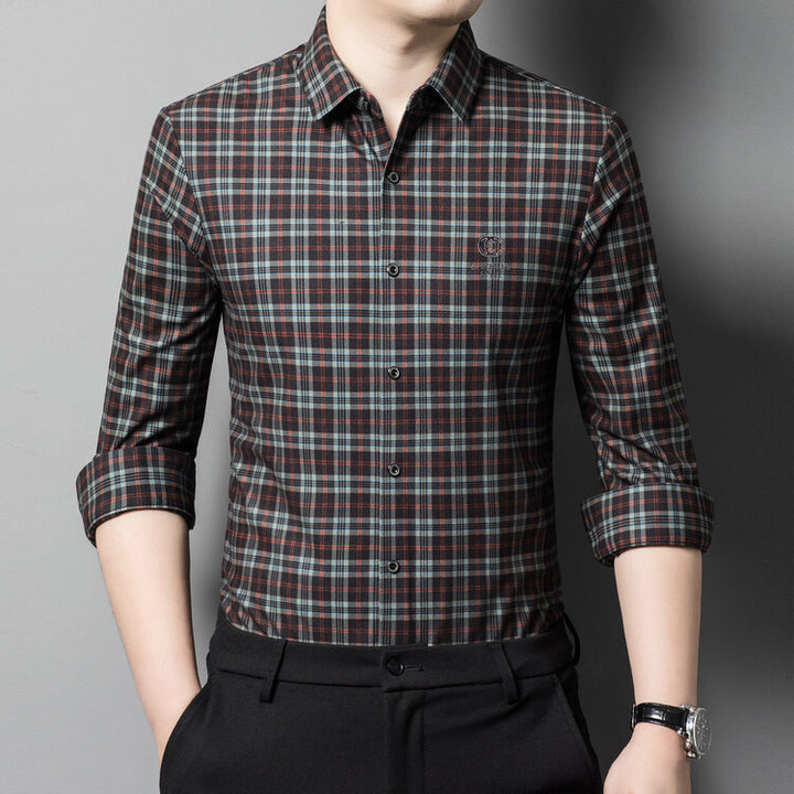 Herren elegantes kariertes Hemd mit Button-Down-Kragen Echoarchiv