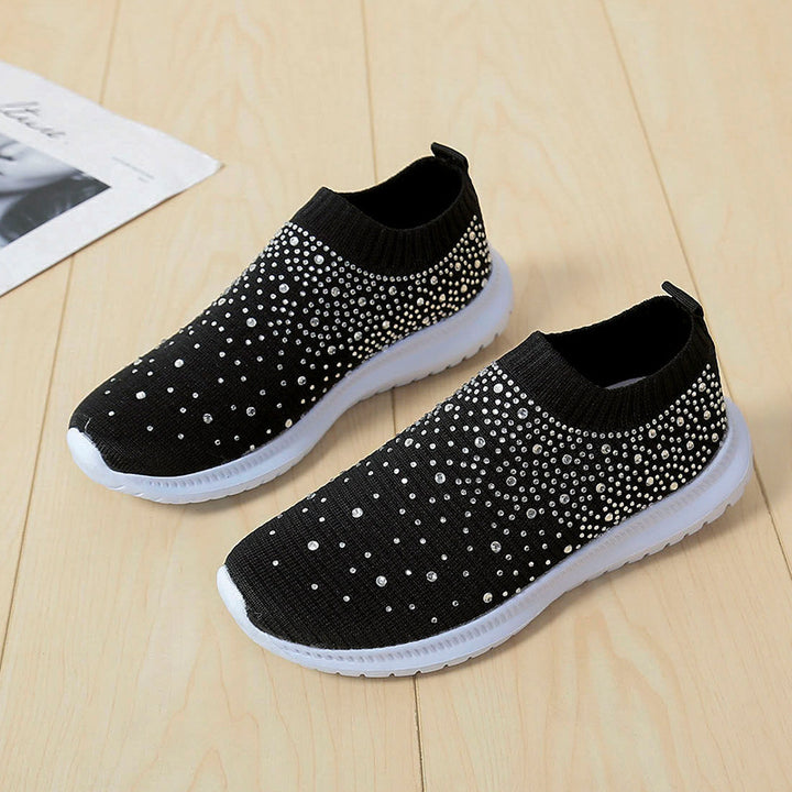 Damen Elastischer Slip-On Strick-Sneaker mit Strassbesatz Echo Archiv