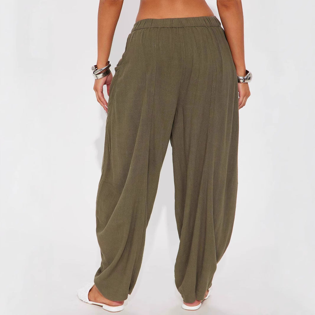 Damen Weite Relax-Hose mit hohem Komfortbund, tiefen Eingrifftaschen & lockerem Palazzo-Schnitt – Avérine