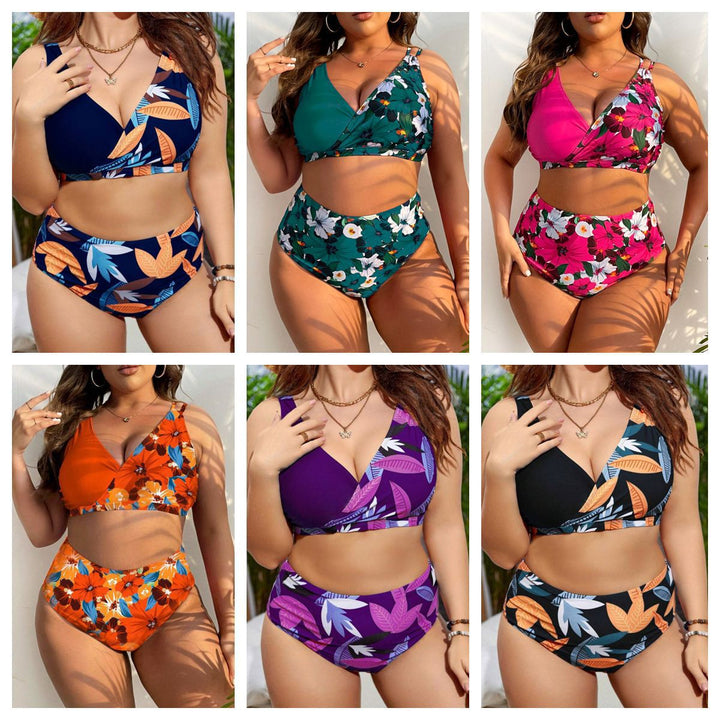 Damen Hochgeschnittener Bikini mit Wickeldesign und floralem Muster Echo Archiv