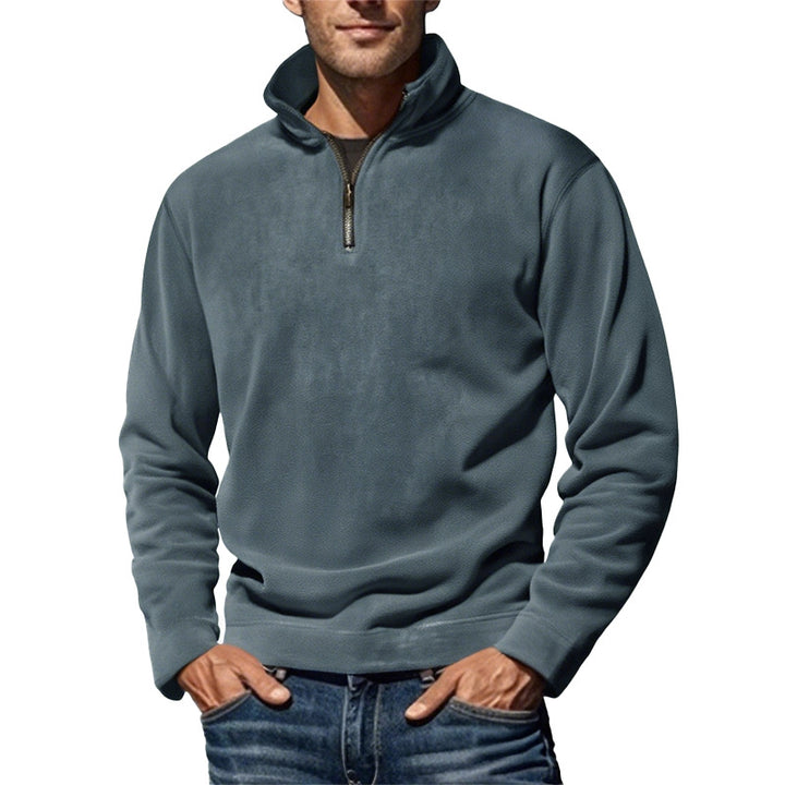 Herren nan Fleece-Halbzippullover mit Stehkragen und Rippbündchen Echo Archiv