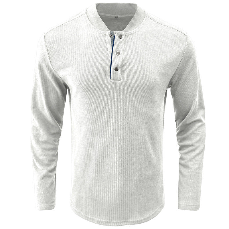 Herren Langarm-Henley-Shirt mit gestreiftem Kragen Echoarchiv