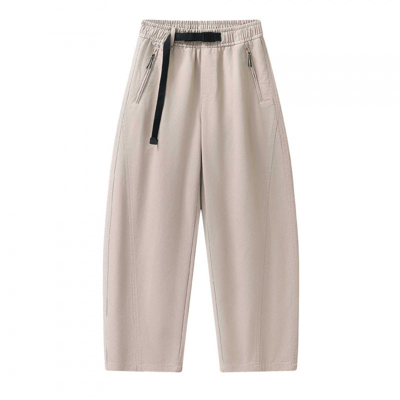 Unisex Weite knöchellange Cargo-Hose im Relaxed-Fit mit elastischem Tunnelzugbund und Reißverschlusstaschen Echo Archiv
