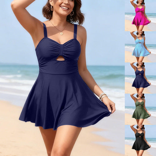 Damen Einteiliger Badeanzug mit verspieltem Rock und Cut-Out Echo Archiv