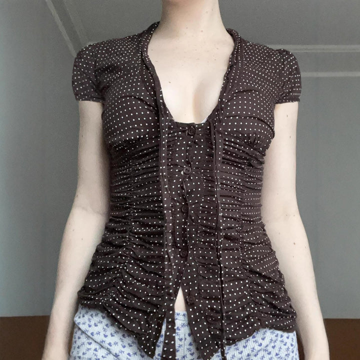 Damen feminines Blusenshirt mit Raffung und Schleifen-Detail Echo Archiv