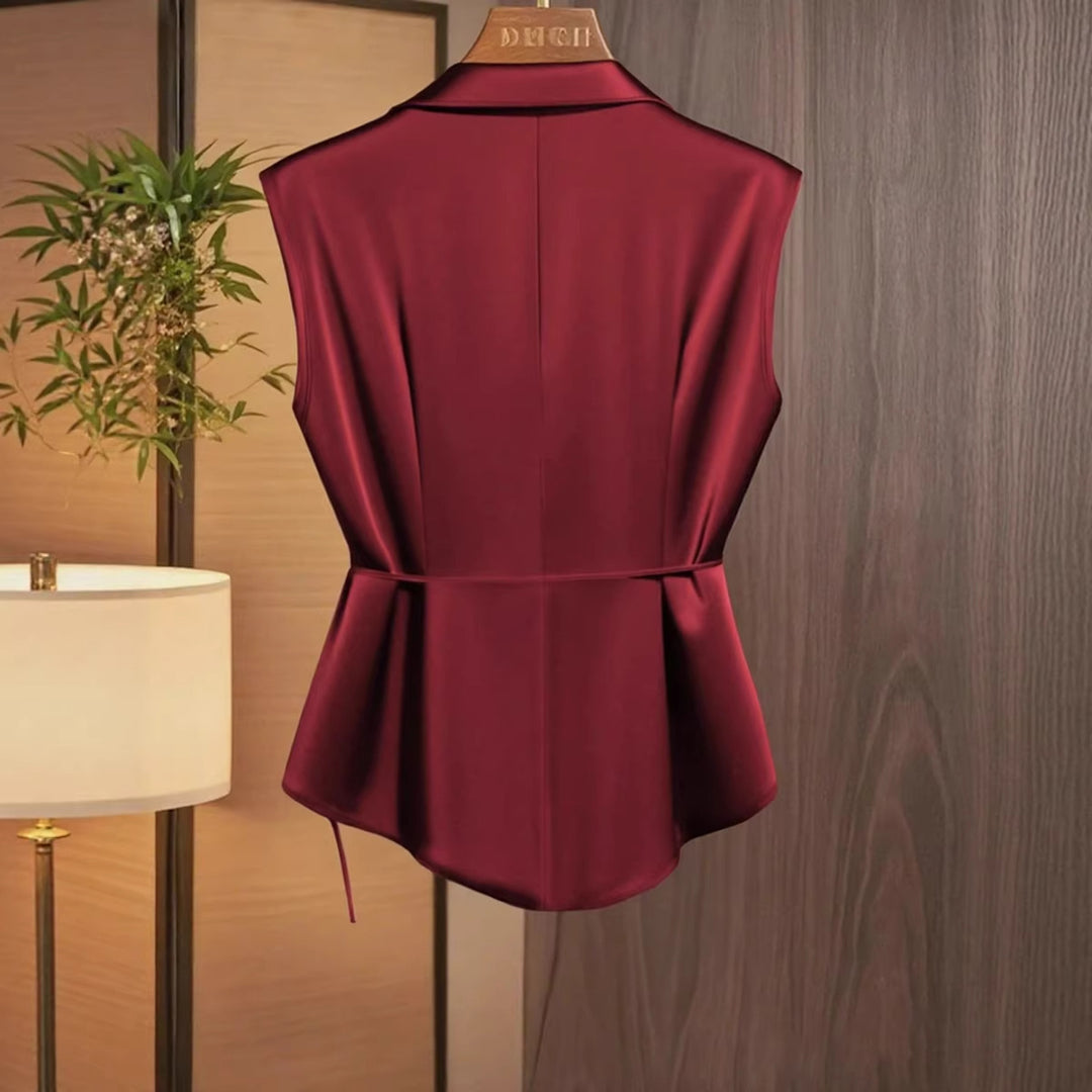 Damen Bluse mit eleganter Wickeloptik und fließendem Satinfall Echo Archiv