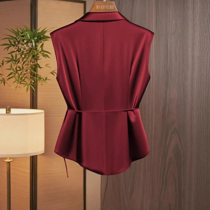 Damen Bluse mit eleganter Wickeloptik und fließendem Satinfall Echo Archiv