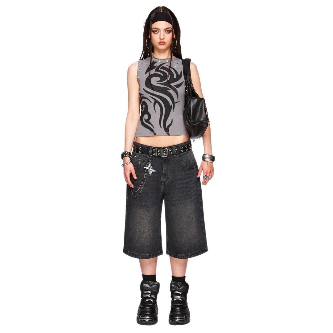 Damen Figurbetontes Top mit grafischem Design Echo Archiv