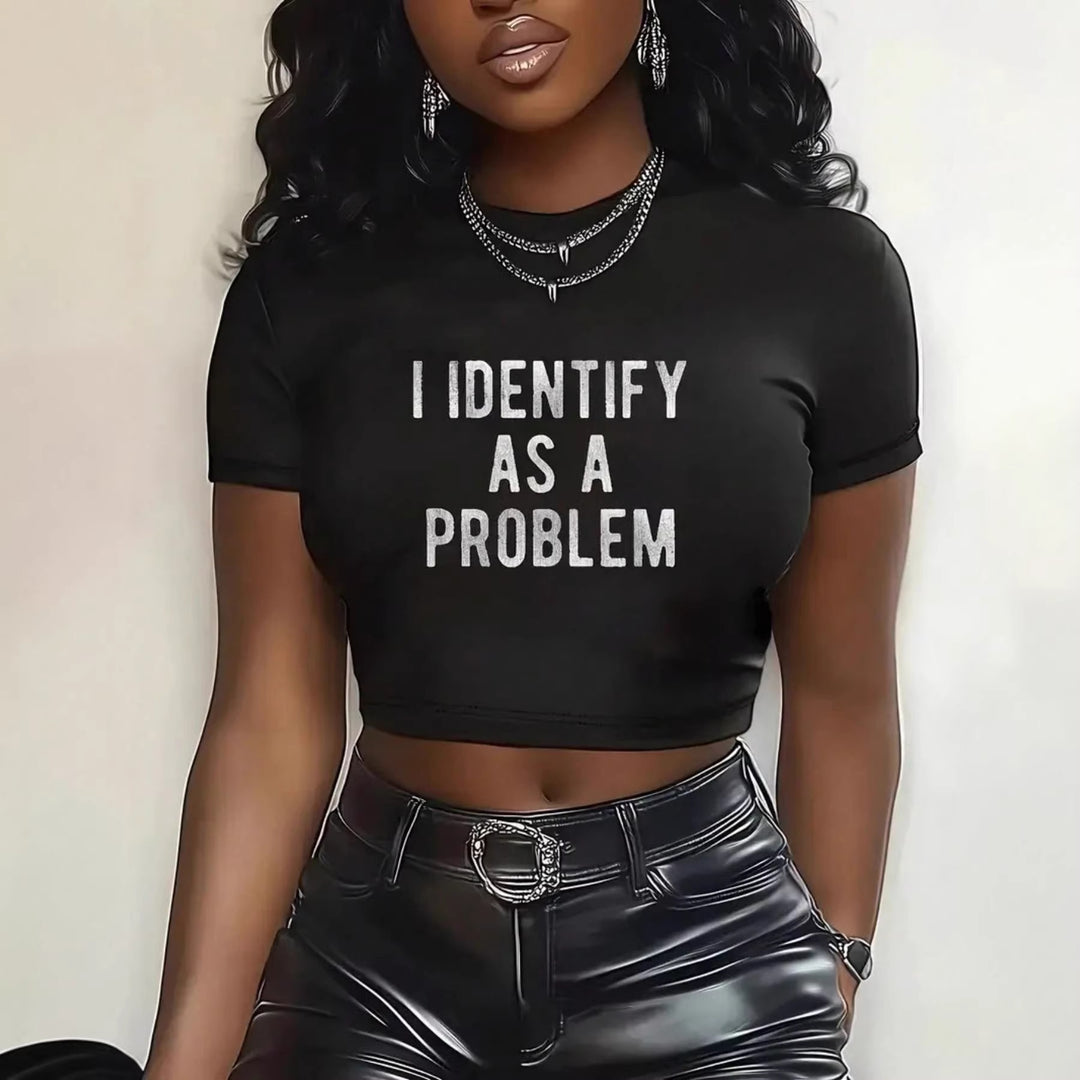 Damen Crop-T-Shirt mit kreativem Spruch und modernem Schnitt Echo Archiv
