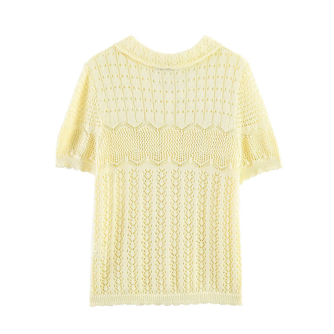 Damen luftige Strickjacke mit feinen Lochmustern und knöpfbarem Design Echo Archiv