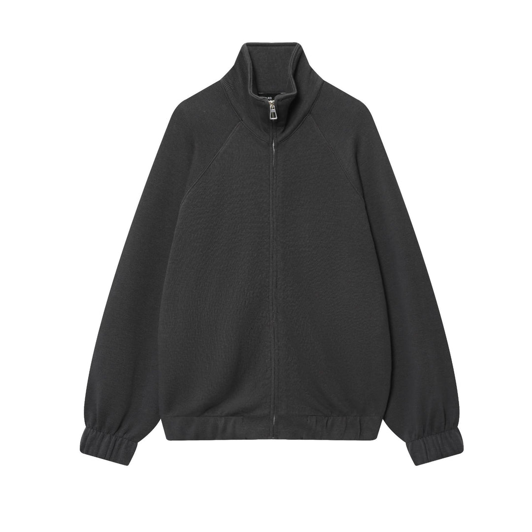 Damen loungiges Sweatsuit-Zweiteiler mit Reißverschluss-Stehkragen, elastischem Saum und weitem Highwaist-Hosenbein – Avélisse