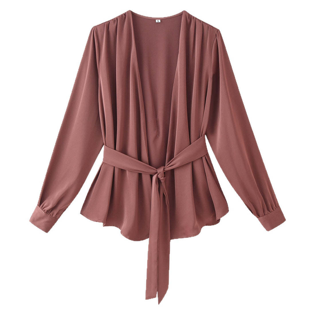 Damen Wickelbluse mit drapiertem V‑Ausschnitt und Taillengürtel Echoarchiv
