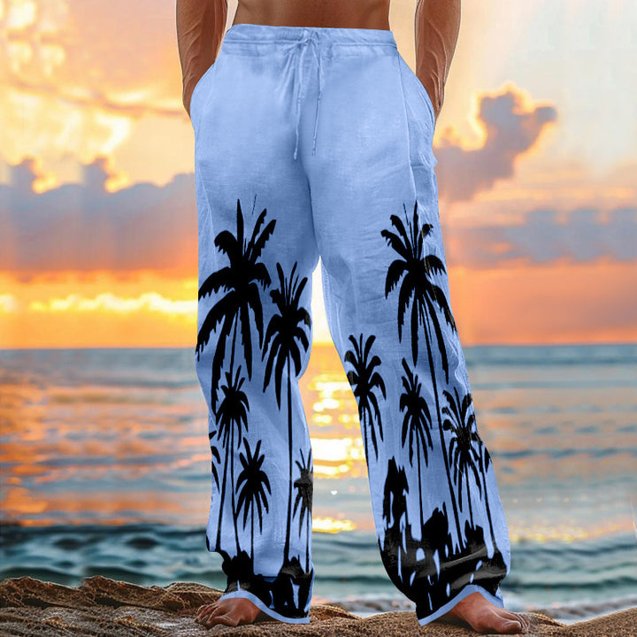 Herren entspannte Strandhose mit Palmenmotiv Echoarchiv