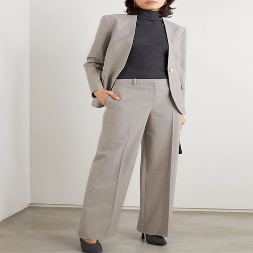 Damen Maßgeschneiderter Hosenanzug mit weitem Bein und einreihigem Blazer Echoarchiv