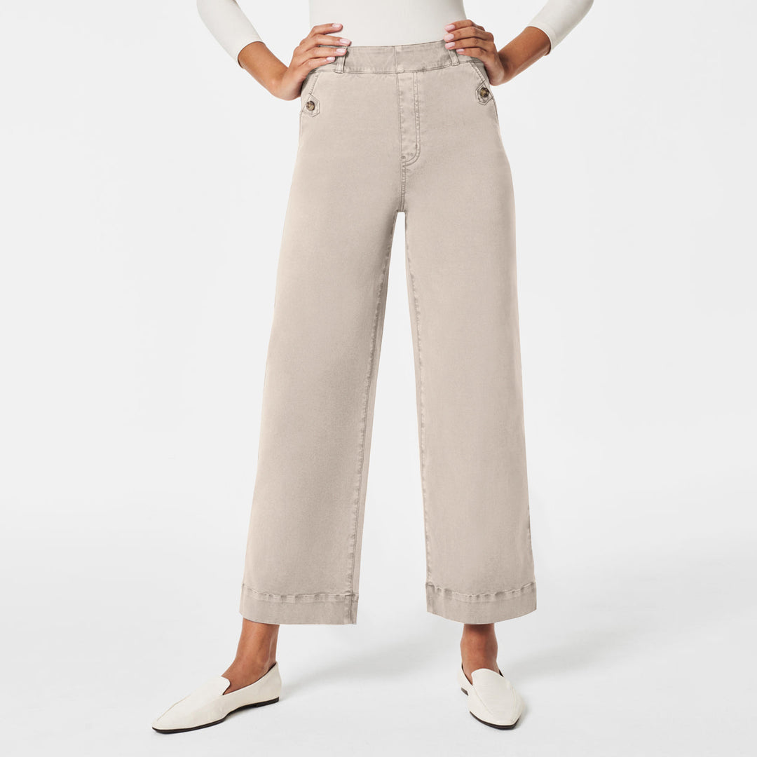 Damen Weite High-Waist Hose mit modischen Knopfdetails Echo Archiv