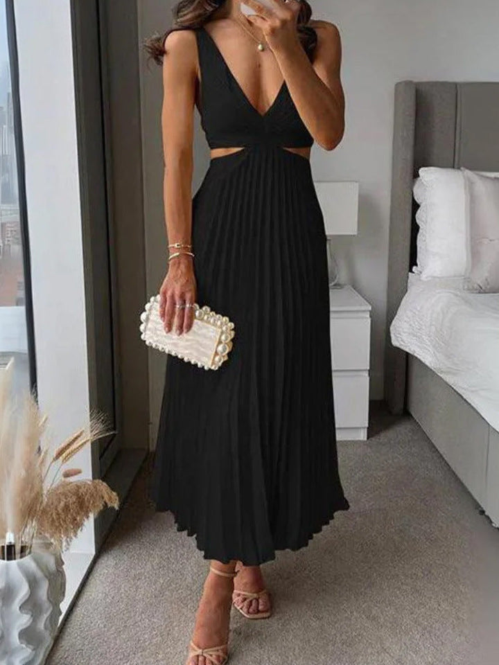 Damen Elegantes Maxikleid mit V-Ausschnitt und raffinierten Drapierungen Echoarchiv