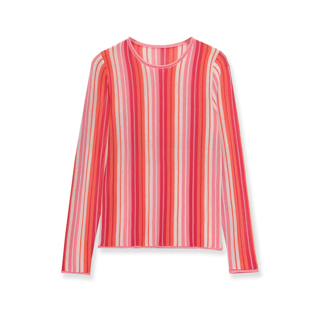 Damen Gestreifter Feinstrick‑Pullover mit Rundhals und Cropped‑Boxy‑Schnitt Echoarchiv