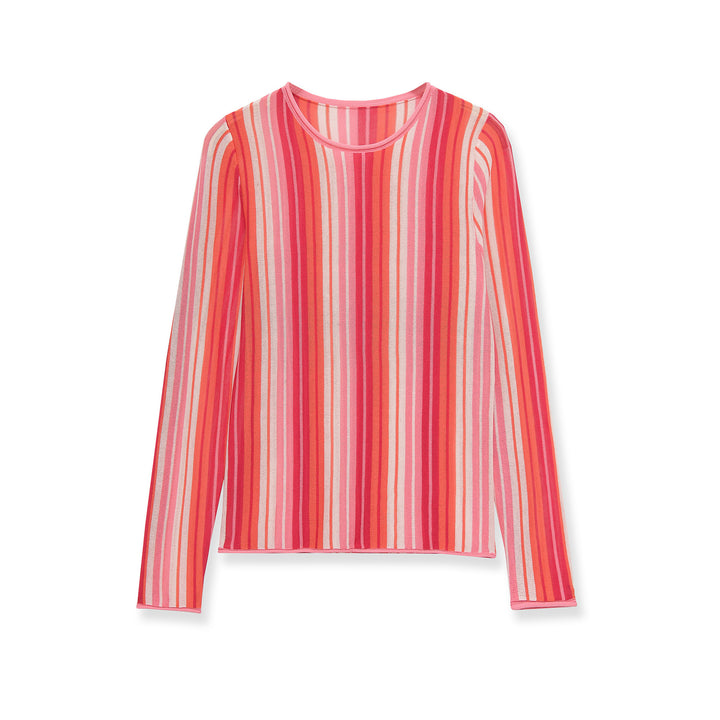 Damen Gestreifter Feinstrick‑Pullover mit Rundhals und Cropped‑Boxy‑Schnitt Echoarchiv