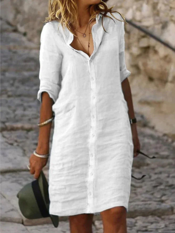 Damen Lässiges Hemdkleid mit Schicken Details Echoarchiv