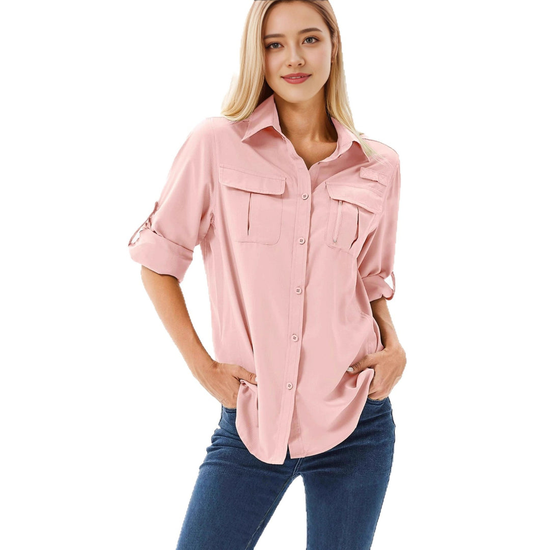 Damen lässige Bluse mit praktischen Taschen und umschlagbaren Ärmeln Echo Archiv