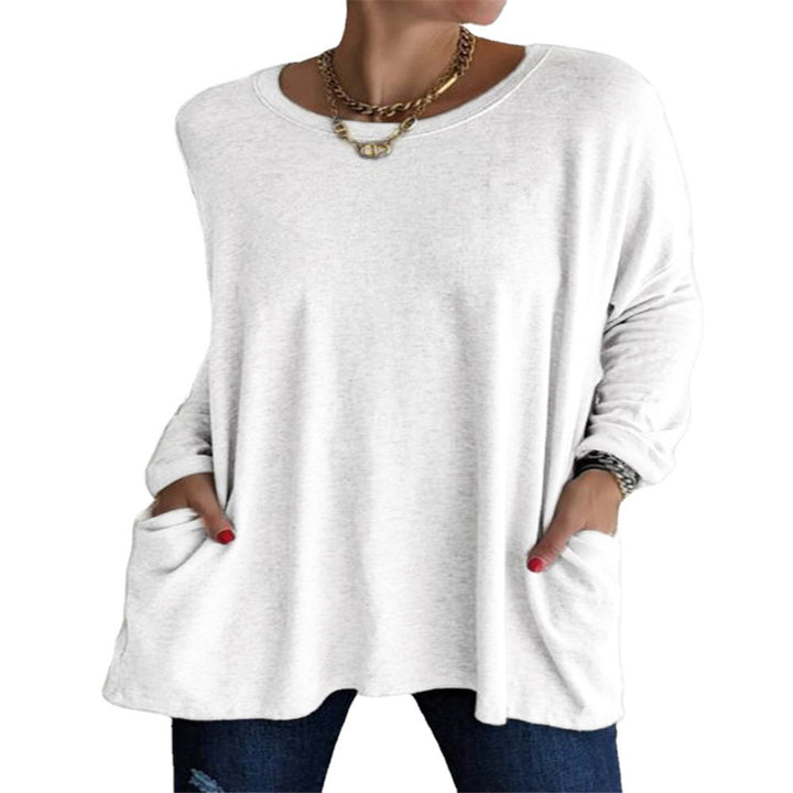 Damen nan oversized Longsleeve-Tunika mit Rundhalsausschnitt, überschnittener Schulter und aufgesetzten Taschen Echo Archiv