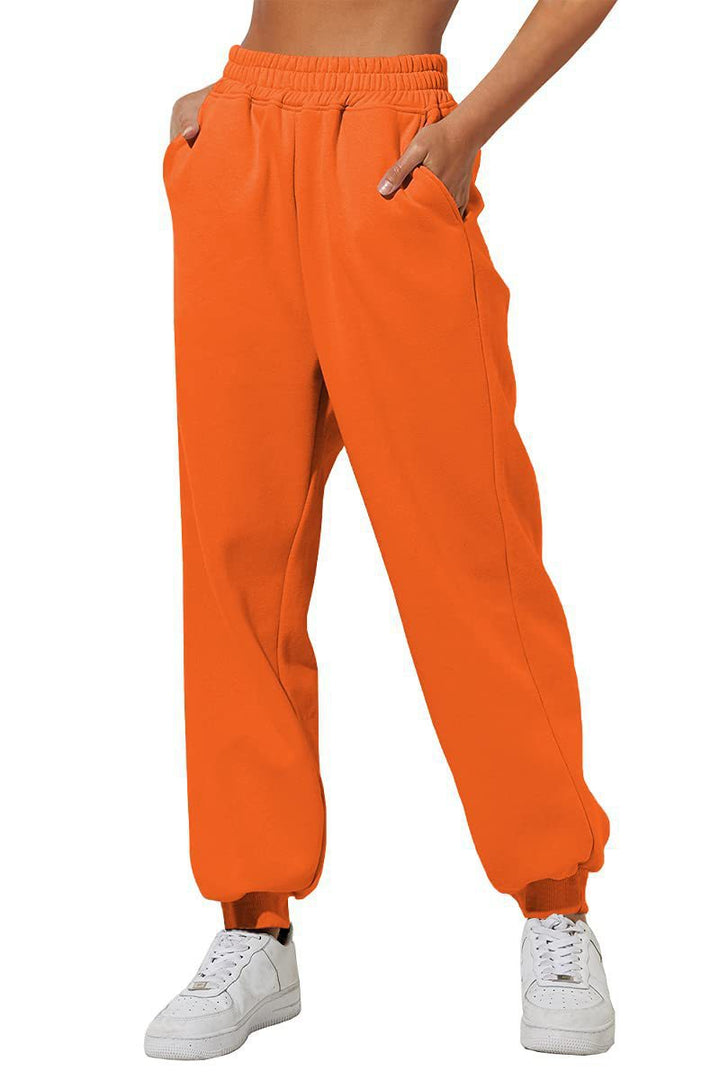 Damen nan lockere High‑Waist Jogginghose mit doppellagigem Komfortbund, seitlichen Eingrifftaschen und gerafften Knöchelbündchen Echo Archiv