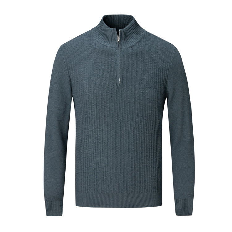 Herren Strickpullover mit modernem Stehkragen und feinem Rippdesign Echoarchiv