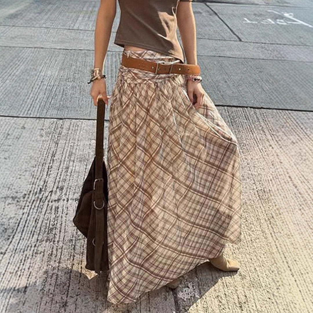 Damen Maxirock mit elastischer Taille und raffiniertem Karomuster Echo Archiv
