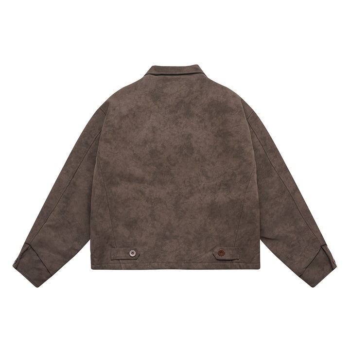Herren Kurz geschnittener Suede‑Optik Blouson mit aufgesetzten Klappentaschen und Hemdkragen Echoarchiv