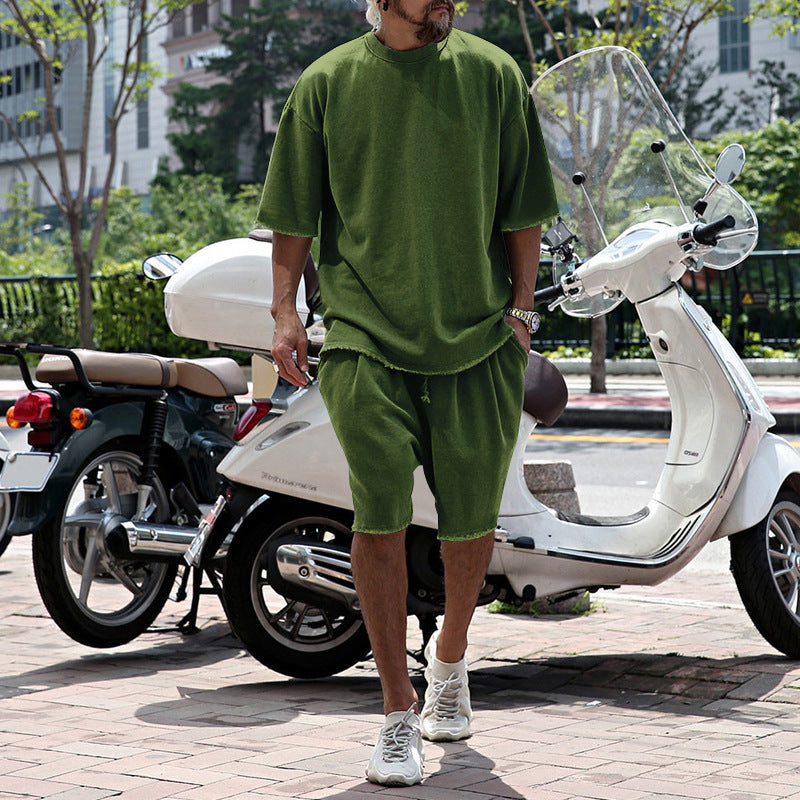 Herren lässiges Kurzarm-T-Shirt mit bequemen Sweatshorts Echoarchiv